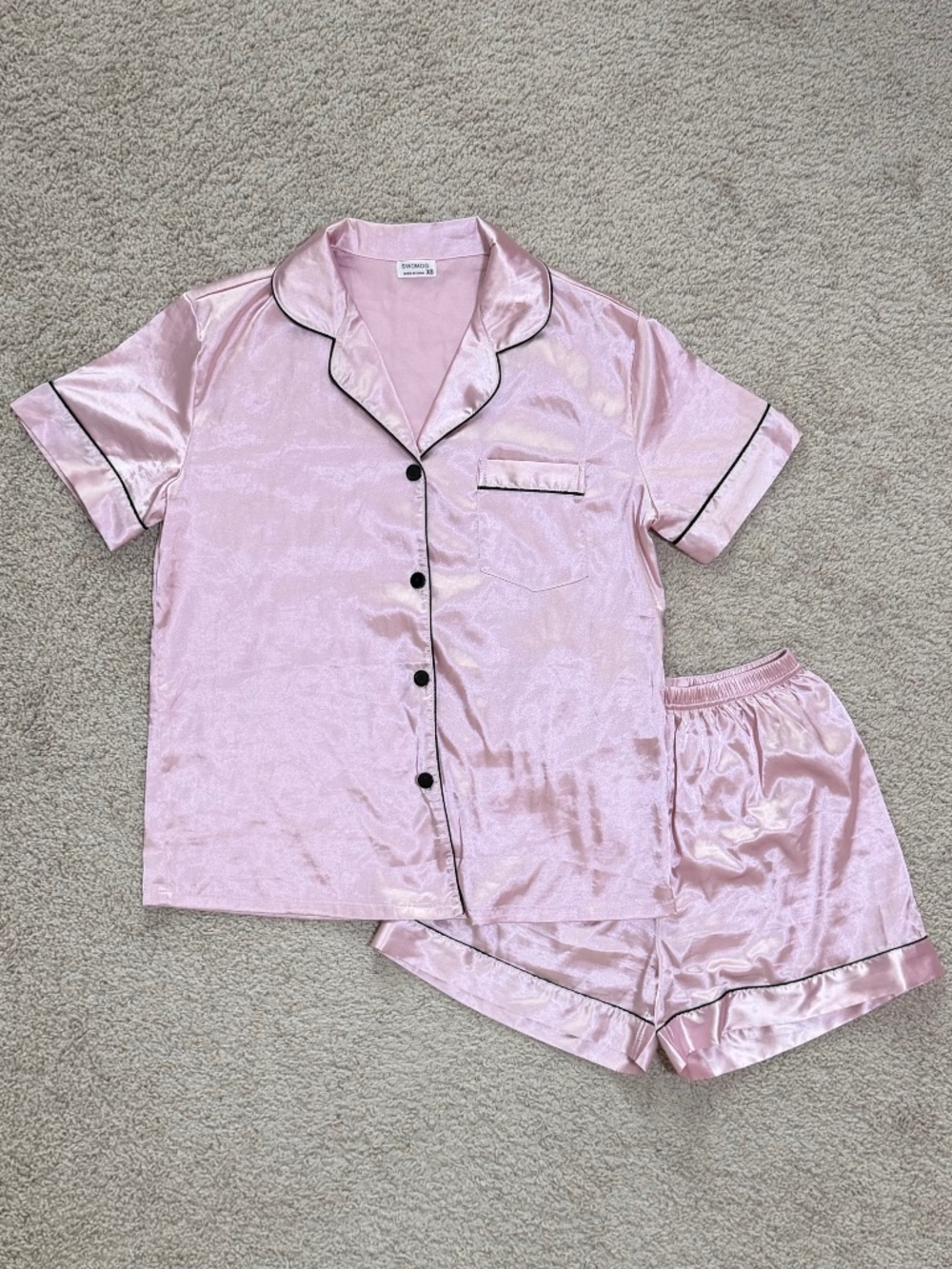 Pink Satin Pajama Set